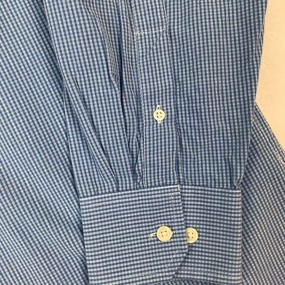 Izod Men’s Large Plaid Shirt Button Down Up Long Sleeves Blue White Check - Picture 5 of 14